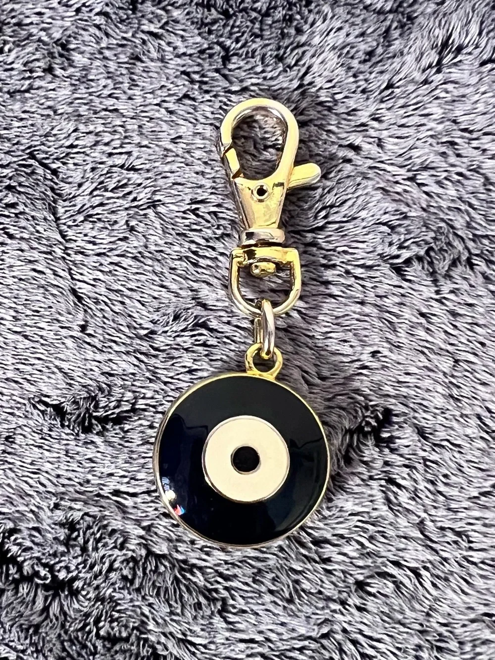 Blue Enamel Evil Eye Charm Keychain